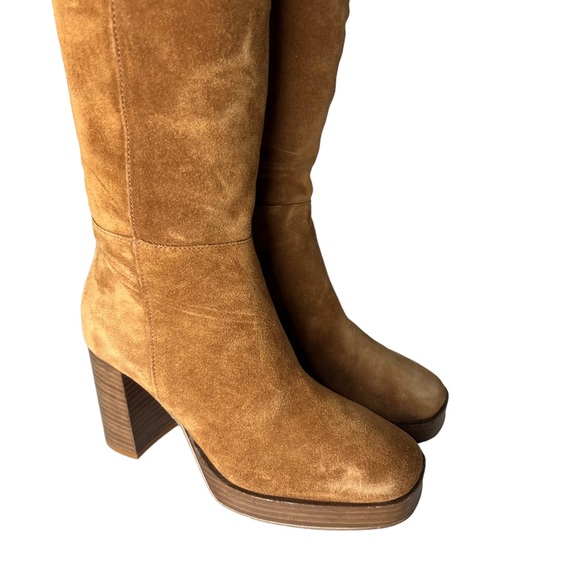 Free People Cognac Brown Echo Platform Over the Knee Boots 9 - Picture 9 of 11